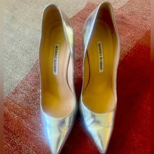Manolo Blahnik Silver Pointed Stilettos - EU size 38